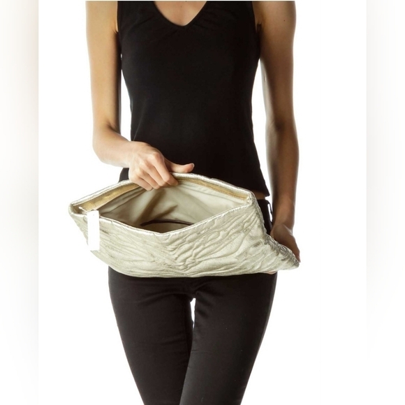 Antonio Melani Gold Metallic Textured‎ Clutch #6 - Picture 1 of 14